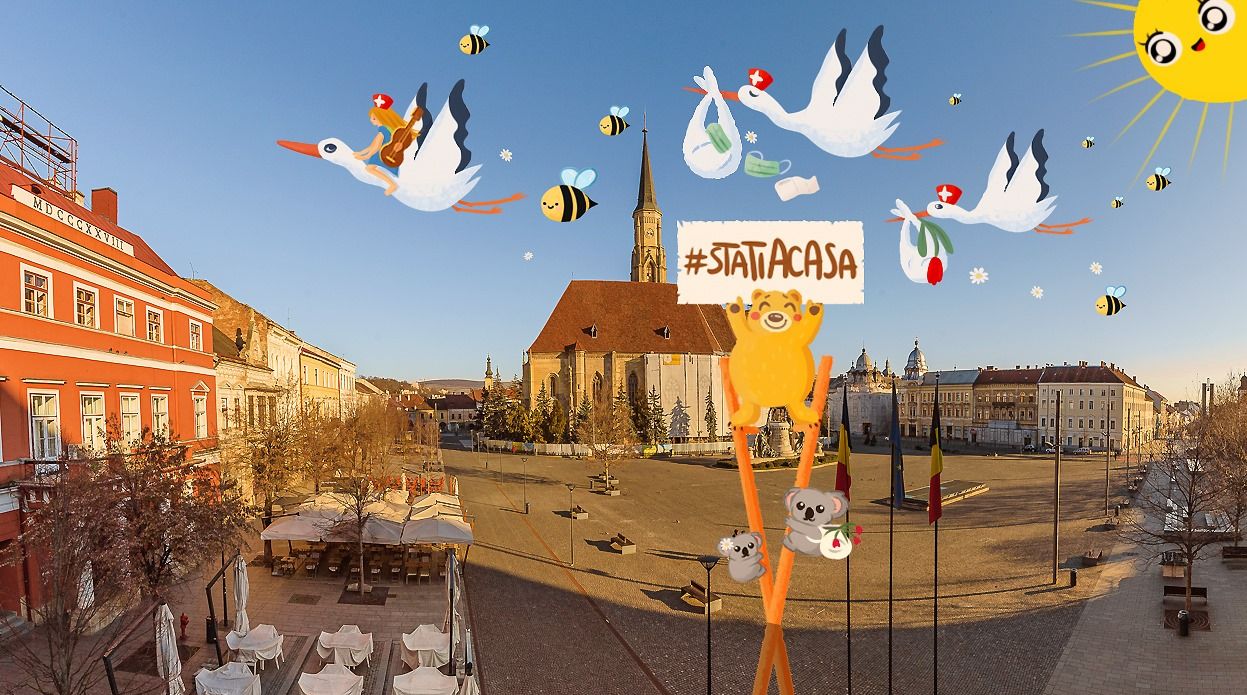 #stămacasă, un proiect colaborativ realizat de fotografi și artiști colorează străzile goale ale Clujului